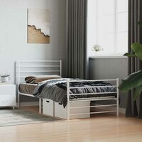 Bedframe met hoofd- en voeteneinde metaal wit 90x190 cm 4