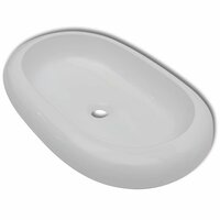 Luxe keramische wasbak ovaal 63 x 42 cm (wit) 2
