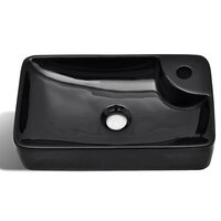 Wasbak met kraangat, keramiek, zwart 3