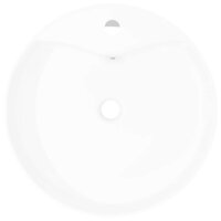 Wasbak met overloop, keramiek, rond, wit 3