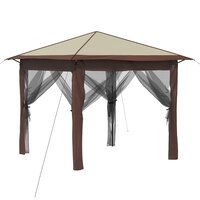 Gazebo met 4 Zijwanden 2,6 x 2,6 m Cr&egrave;me en bruin 2