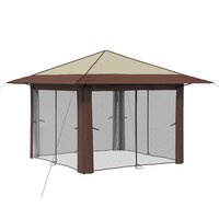 Gazebo met 4 Zijwanden Cr&egrave;me en bruin 3