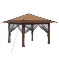 Gazebo met 4 Zijwanden 3,3 x 3,3 m Beige en Bruin 2