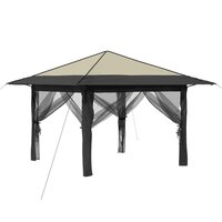 Gazebo met 4 Zijwanden Cr&egrave;me en Antraciet 2