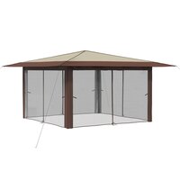 Paviljoen met 4 Zijwanden 4 x 4 m Cr&egrave;me en bruin 3