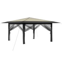 Paviljoen met 4 Zijwanden 4 x 4 m Cr&egrave;me en Antraciet 2