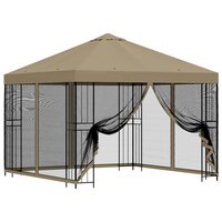 Tuin Gazebo met Zijwanden 3 x 3 m Beige Polyester en staal 2