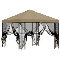 Tuin Gazebo met Zijwanden 3 x 3 m Beige Polyester en staal 4