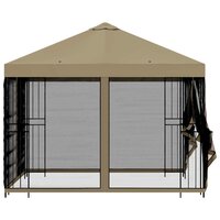 Tuin Gazebo met Zijwanden 3 x 3 m Beige Polyester en staal 6