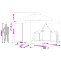 Tuin Gazebo met Zijwanden 3 x 3 m Beige Polyester en staal 9