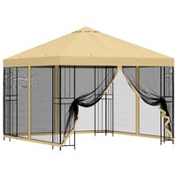 Tuin Gazebo met Zijwanden 3 x 3 m Cr&egrave;mekleurig 2