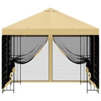 Tuin Gazebo met Zijwanden 3 x 3 m Cr&egrave;mekleurig 5