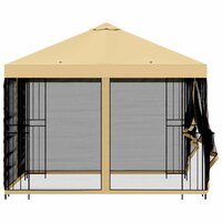 Tuin Gazebo met Zijwanden 3 x 3 m Cr&egrave;mekleurig 6