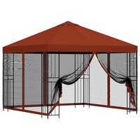 Tuin Gazebo met Zijwanden 3 x 3 m Terracotta Polyester en staal 2