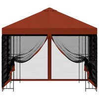 Tuin Gazebo met Zijwanden 3 x 3 m Terracotta Polyester en staal 5
