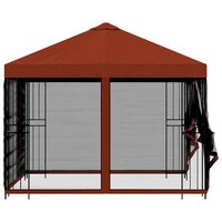 Tuin Gazebo met Zijwanden 3 x 3 m Terracotta Polyester en staal 6