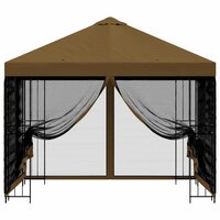 Tuin Gazebo met Zijwanden 3 x 3 m Taupe Polyester en staal 5
