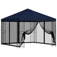 Tuin Gazebo met Zijwanden 3 x 3 m Blauw Polyester en staal 2