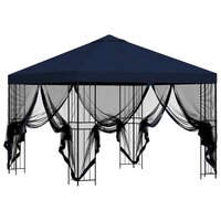 Tuin Gazebo met Zijwanden 3 x 3 m Blauw Polyester en staal 4