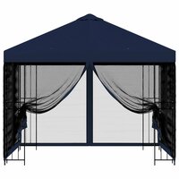 Tuin Gazebo met Zijwanden 3 x 3 m Blauw Polyester en staal 5