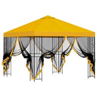 Tuin Gazebo met Zijwanden 3 x 3 m Geel Polyester en staal 4