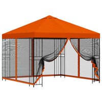 Tuin Gazebo met Zijwanden 3 x 3 m Oranje Polyester en staal 2