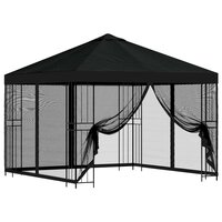 Tuin Gazebo met Zijwanden 3 x 3 m Zwart Polyester en staal 2