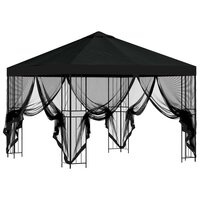 Tuin Gazebo met Zijwanden 3 x 3 m Zwart Polyester en staal 4