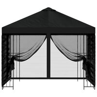 Tuin Gazebo met Zijwanden 3 x 3 m Zwart Polyester en staal 5