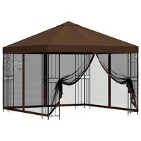 Tuin Gazebo met Zijwanden 3 x 3 m Bruin Polyester en staal 2
