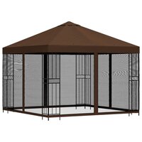 Tuin Gazebo met Zijwanden 3 x 3 m Bruin Polyester en staal 3