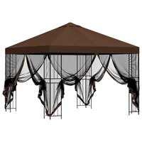 Tuin Gazebo met Zijwanden 3 x 3 m Bruin Polyester en staal 4