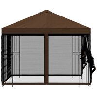 Tuin Gazebo met Zijwanden 3 x 3 m Bruin Polyester en staal 6