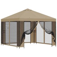 Tuin Gazebo met Zijwanden 3 x 3 m Beige Polyester en staal 2
