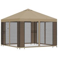 Tuin Gazebo met Zijwanden 3 x 3 m Beige Polyester en staal 3
