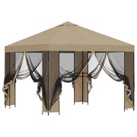 Tuin Gazebo met Zijwanden 3 x 3 m Beige Polyester en staal 4