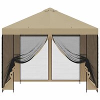 Tuin Gazebo met Zijwanden 3 x 3 m Beige Polyester en staal 5