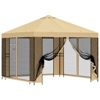 Tuin Gazebo met Zijwanden 3 x 3 m Cr&egrave;mekleurig 2