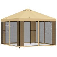 Tuin Gazebo met Zijwanden 3 x 3 m Cr&egrave;mekleurig 3