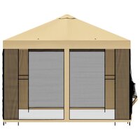 Tuin Gazebo met Zijwanden 3 x 3 m Cr&egrave;mekleurig 6