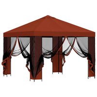 Tuin Gazebo met Zijwanden 3 x 3 m Terracotta Polyester en staal 4
