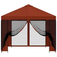 Tuin Gazebo met Zijwanden 3 x 3 m Terracotta Polyester en staal 5