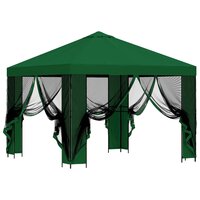 Tuin Gazebo met Zijwanden 3 x 3 m Groen Polyester en staal 4