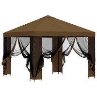 Tuin Gazebo met Zijwanden 3 x 3 m Taupe Polyester en staal 4