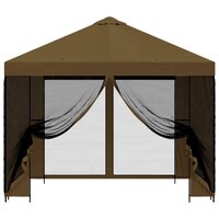 Tuin Gazebo met Zijwanden 3 x 3 m Taupe Polyester en staal 5