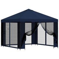 Tuin Gazebo met Zijwanden 3 x 3 m Blauw Polyester en staal 2
