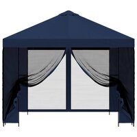 Tuin Gazebo met Zijwanden 3 x 3 m Blauw Polyester en staal 5