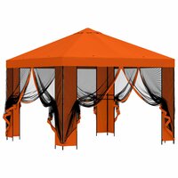 Tuin Gazebo met Zijwanden 3 x 3 m Oranje Polyester en staal 4