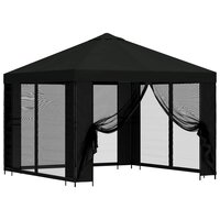 Tuin Gazebo met Zijwanden 3 x 3 m Zwart Polyester en staal 2