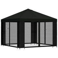 Tuin Gazebo met Zijwanden 3 x 3 m Zwart Polyester en staal 3